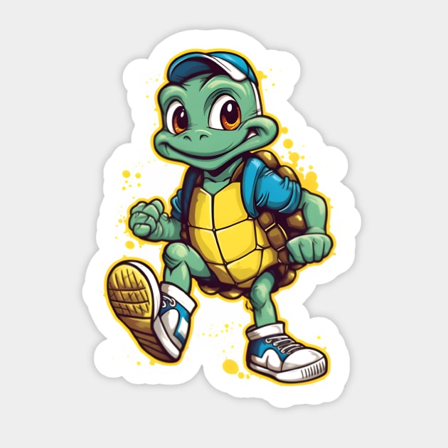 Stride of the Stylish Tortoise Sticker by CreativeFashionAlley